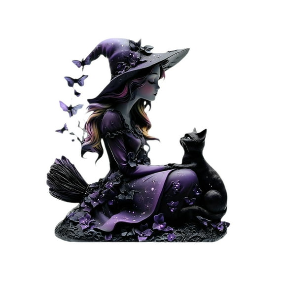 Enchanting Witch Themed Desktop Ornament Acrylic Sculpture For Home Mystical Idea