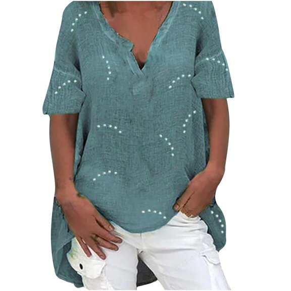 Women's Plus Size Short Sleeve Summer V-Neck T-Shirt