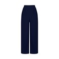 thumbnail image 4 of ClodeEU Women's Elastic Waist Wide Leg Pants, Linen Blend Trousers,Casual Sport Pants with Side Pockets Navy,Womens Plus XXL, 4 of 5