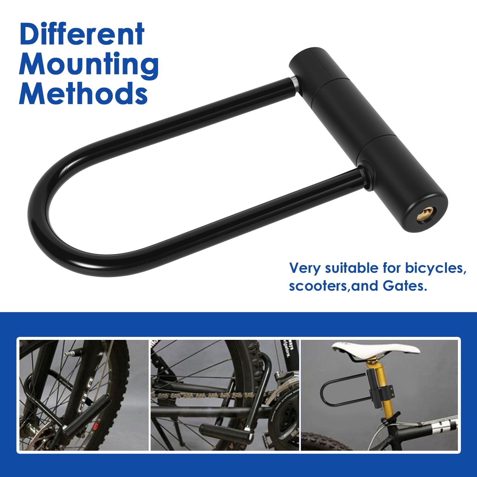 AEVXKHI 4 Sets Bike U-Locks, Heavy Duty Anti Theft Secure Locks, High Security Bike U Lock with Keys and Mounting Bracket, for Electric Scooters, Mountain Bikes, Road Bicycles, Doors, Fences
