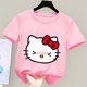 thumbnail image 3 of Camiseta de Hello Kitty para niños y niñas, ropa bonita de dibujos animados, ropa con estampado de figuras de Anime, Top rosa, regalo de verano, 3 of 5