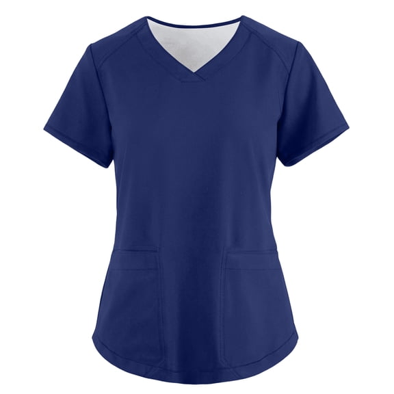 OIOLOYJM Scrub Tops Women 2026 Nursing V Neck Short-Sleeve Comfortable Scrubs Breathable Stretchy T-Shirts Basic Clothes With 2 Pockets Royal Blue M