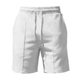 thumbnail image 3 of Yaoyar Mens Cotton Linen Shorts Casual Drawstring 7inch Inseam Shorts Summer Beach Wear, 3 of 5