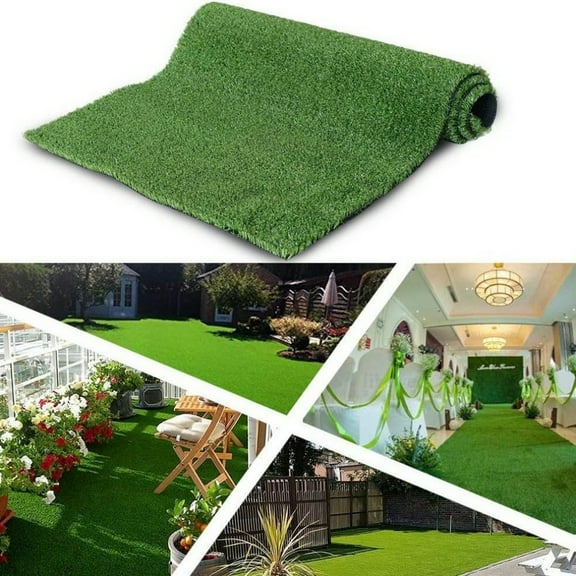 3ft x 32ft Premium Artificial Turf Mat with Drainage Holes. Thick Fake Grass with Rubber Backing, Ideal for Indoor/Outdoor Pet Areas, Garden, Lawn, Patio & Balcony Decor(Grass height 0.6 inches/1.5cm