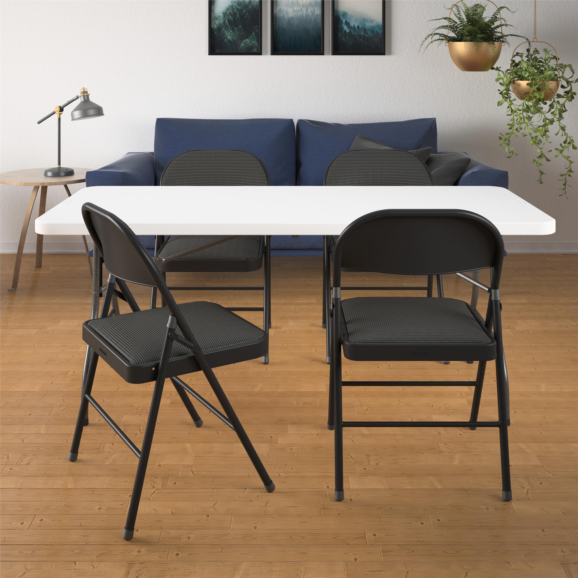 Mainstays Deluxe Padded Metal Folding Chair, Black photo 4