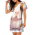 thumbnail image 2 of Sikiie Cartoon Guinea Pig Print Women's Short-sleeved Nightdress, Round Neck Pullover Nightdress Pajamas Summer Home Wear, 2 of 6
