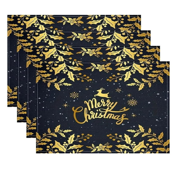 Wadada Christmas Placemats Table Placemats Set of 4 Plastic Seasonal Table Mats Decoration Washable Winter Xmas Holiday Placemats Decoration for Kids Home Kitchen Dining Room Housewarming Gifts