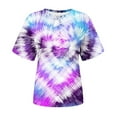 thumbnail image 4 of ShomPort Tie Dye Print Tunic Tops for Womens Short Sleeve Round Neck Trendy Spring Summer Tops, 4 of 4