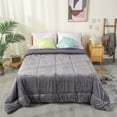 thumbnail image 2 of DOMDEC Luxury Flannel Fleece Comforter with Plush Sherpa Back - Faux Fur Blanket, Winter Warmth, Grey King Size 104x90 Inches, 2 of 8