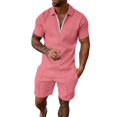 thumbnail image 2 of Baqcunre Track Suits For Men Set Men'S 3D Short Sleeve Suit Shorts Beach Tropical Hawaiianss Body Sports Shorts Suit Sports Suit Mens Outfits Tops For Men Pink 5XL, 2 of 4