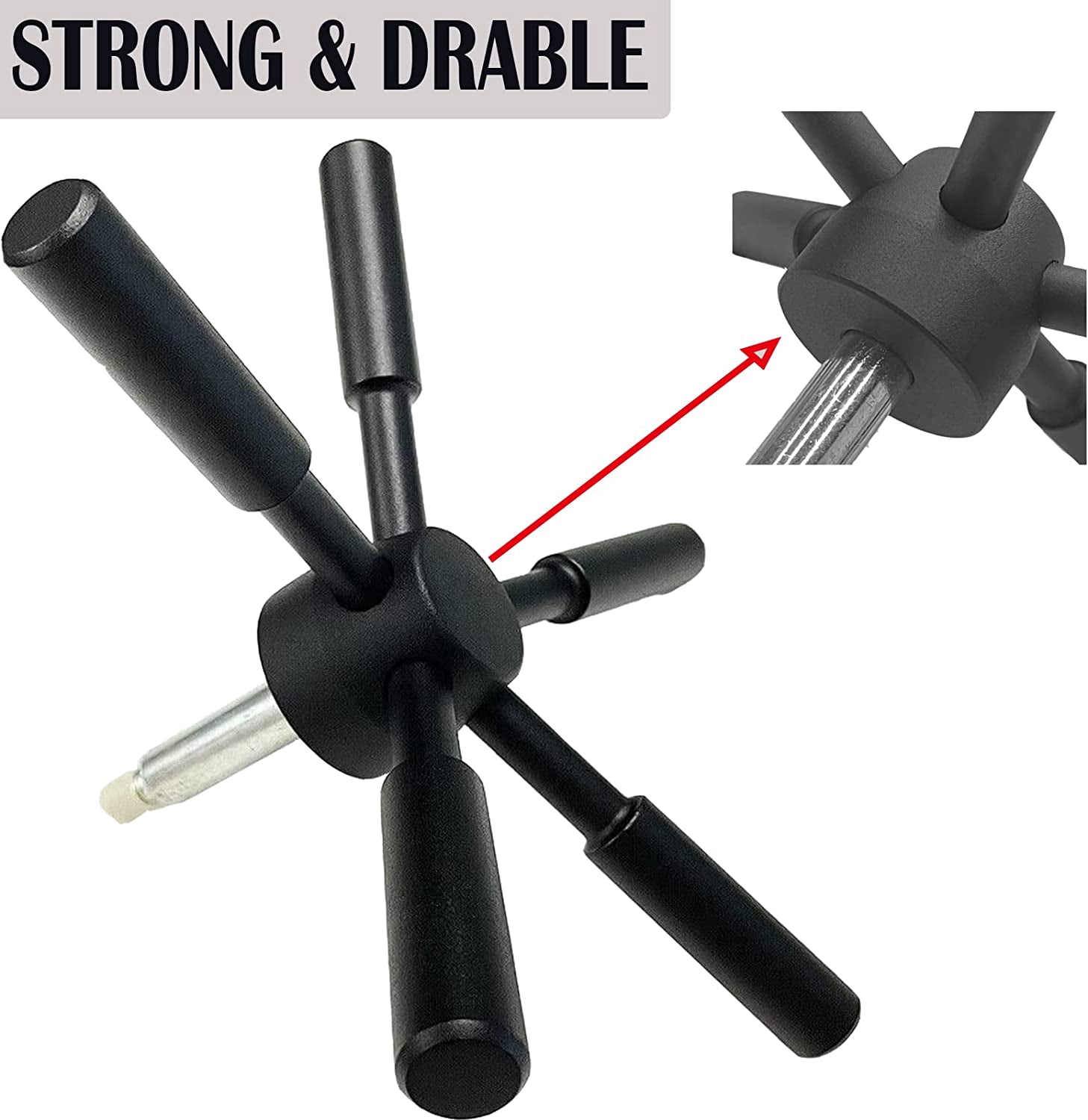 Heavy-Duty and Stylish Black Round 5 Spoke 105mm Length Black Safe Handle for Strong Box, Gun Safes and Vault Doors