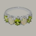 thumbnail image 6 of LBG British Made 925 Sterling Silver Natural Peridot & Opal Womens Eternity Ring - 33 size options - Size 10.75, 6 of 8