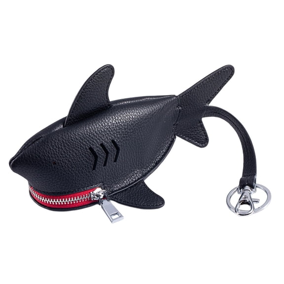 Shark Shaped Keychain Pouch For Key Cowhides AntiScratch Design Storage Bag