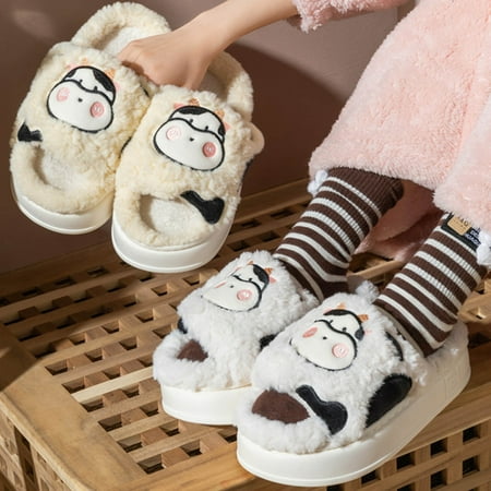 

Cathalem Womens Slippers Open Toe Wide Women Winter Warm House Slippers Soft Booties Non Slip Womens Knit Slippers Non Slip White 8