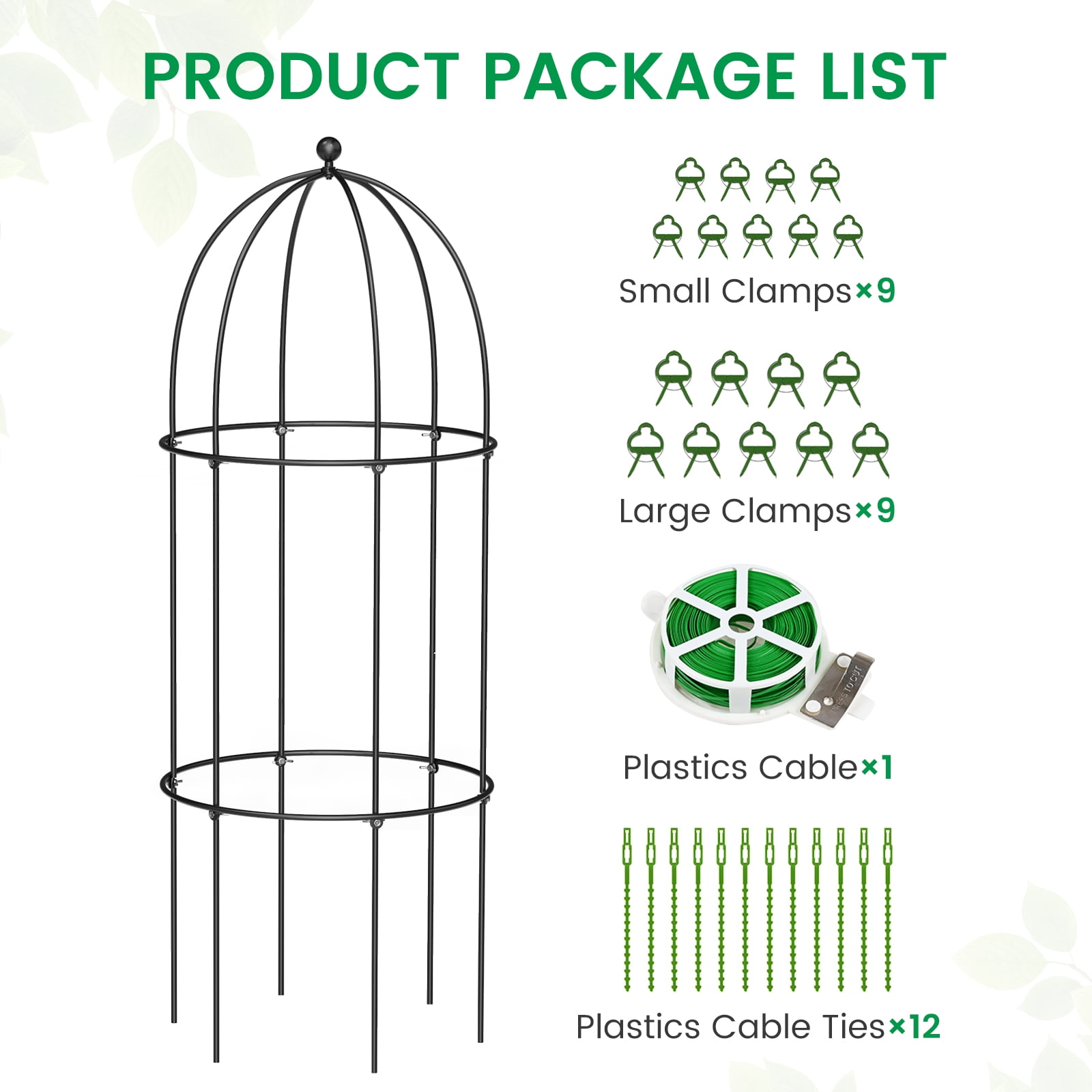 MOPHOTO XL Garden Trellis for Climbing Plants Outdoor, Tomato Cage Metal Obelisk Trellis Plant Trellis for Potted Plant, Flower Trellises Plant Cages Peony Cages Plant Support (Black, 3 Pack)