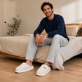 thumbnail image 4 of Yarkasie Slippers for Women Men, Soft Thick Memory Foam Slippers, Fuzzy Bedroom House Shoes Indoor, White Size 6, 4 of 9