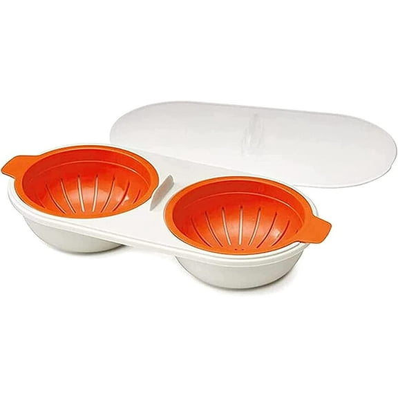 Microwave Egg Poachers Double Cup Egg Boiler Draining Egg Boiler Non-Stick Feature Microwave Ovens Cooking Tools Steamer Kitchen Gadget