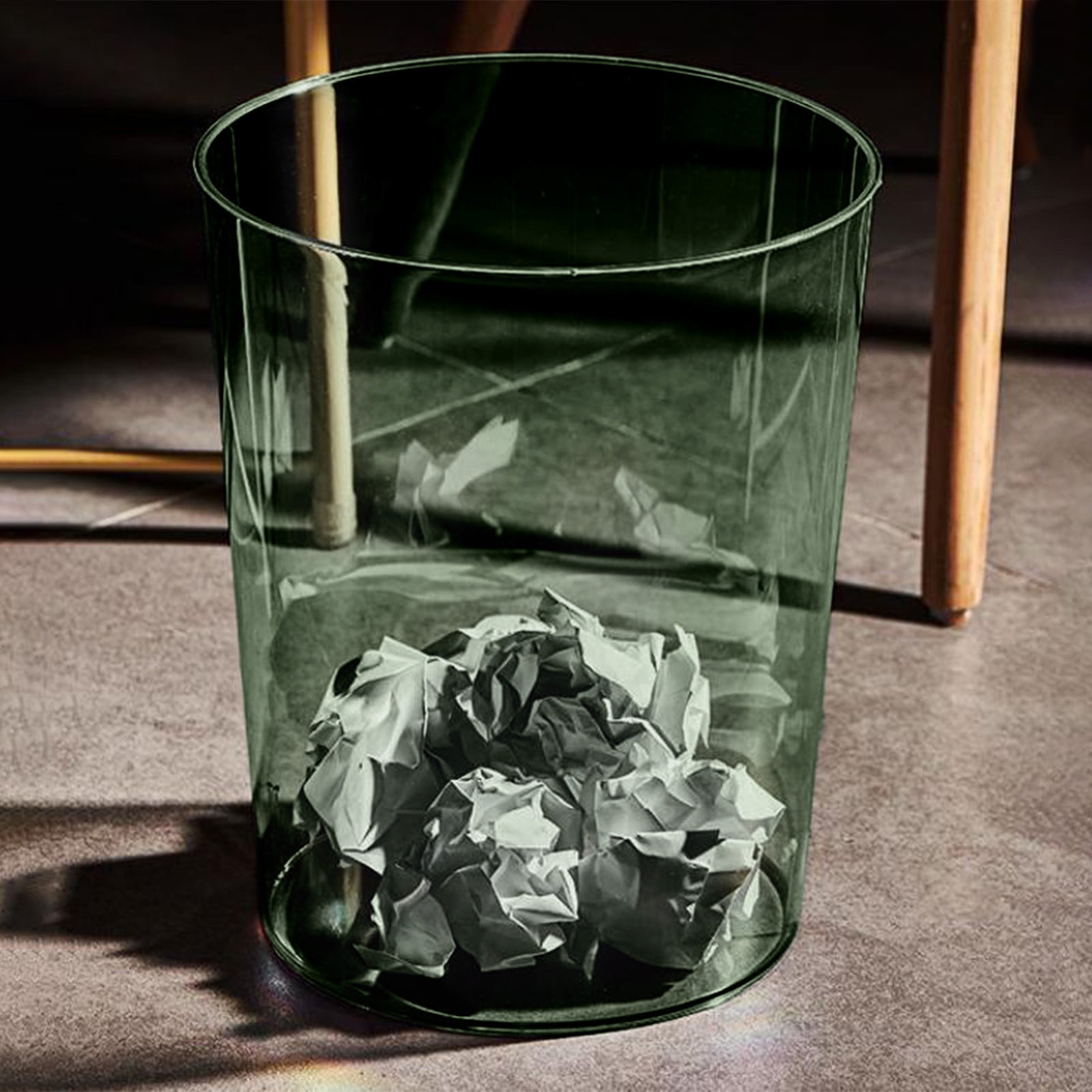 Tyidzon Trash Can Plastic Wastebasket 3.17 Gallon Round Kitchen Trash Can Bathroom Trash Can for Bathroom, Bedroom, Kitchen, College Dorm, Office - Clear & Green