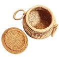 thumbnail image 1 of Woven Storage Basket With Lid For Organizing Sundries Square 15X15CM 1Pack, 1 of 4