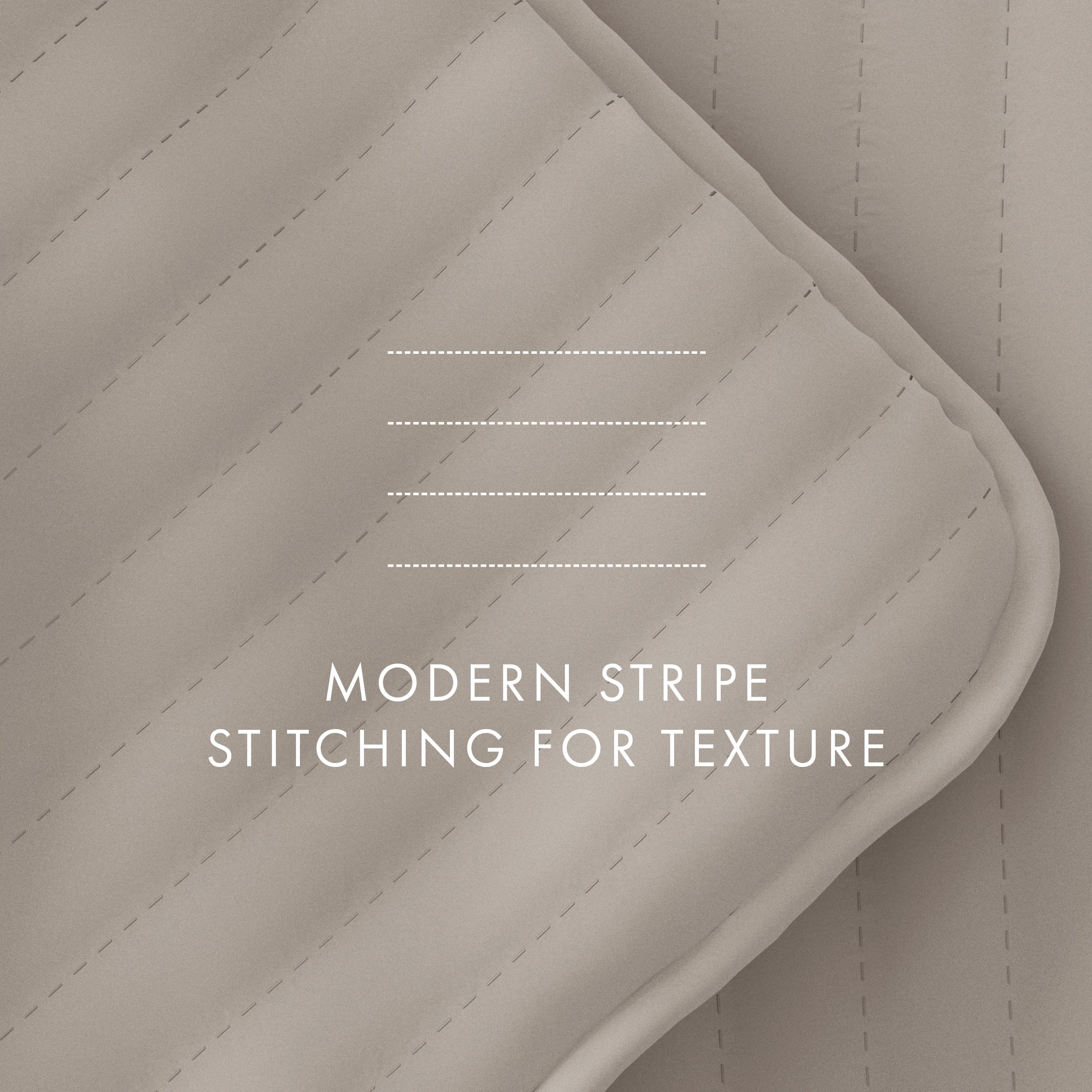 Noble Linens 3 Piece Latte Stripe Stitch Quilt Set, King / CalKing