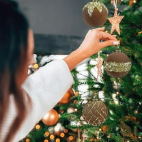 SCNOR 12 Pack 3 Inch Brown Flocked Plastic Glitter Christmas Tree Ornaments, Easy to Hang Christmas Balls Decor for Holiday