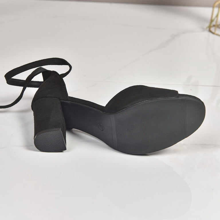 Ankle Strap Heeled Sandals with Open Toe and Buckle Closure Xdegoge Heels for Women Open Toe Block Chunky Heel Ankle  main image 3