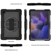 Galaxy Tab A8 10.5 Case (SM-X200/SM-X205) - TECH CIRCLE [with Shoulder/Hand Strap & Rotating Kickstand] Protective Rugged Case Cover for Samsung Galaxy Tab A8 10.5-inch Tablet, Black