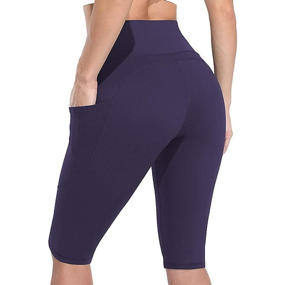 Womens High Waist Biker Shorts with Pockets Workout Running Short