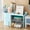 222#Blue, variant on Small Item Cosmetic Drawer Organizer, 2-Compartment Plastic Storage Box for Lipsticks Makeup Pads and Jewelry, Compact Desktop Vanity Tidy for Dresser and Office
