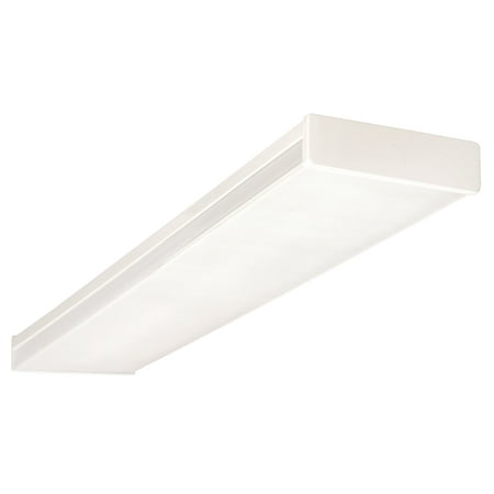 NICOR Lighting 4 Ft. Standard Dual-Lamp 32W T8 Fluorescent Wraparound Ceiling Fixture with Clear Prismatic Acrylic Lens