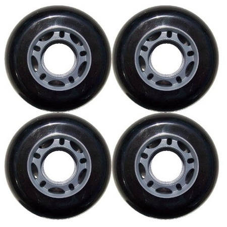 Black Blank 72mm 82A Inline OUTDOOR Skate Wheels 4-Pack