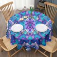 thumbnail image 3 of Purple Ethnic Mandala Pattern Round Tablecloth 60"x60",Wrinkle Wipeable Table Cloth for Kitchen Dining Room Picnic Patio Party, 3 of 6