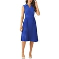 thumbnail image 2 of INSPIRE CHIC Collared Pleated Dress for Women's V Neck Sleeveless Work Office Dresses XS Blue, 2 of 5