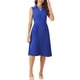 thumbnail image 2 of Vestido plisado con cuello INSPIRE CHIC para mujeres, vestido de oficina sin mangas con escote en V, talla L, azul, 2 of 5