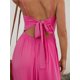 thumbnail image 5 of Vestido CUPSHE con cuello en V retorcido, sin mangas, maxi rayón rosa intenso, 5 of 7