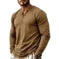thumbnail image 2 of Basic Crew Neck Long Sleeve Top For Men Chest Pocket Plain Thin Fabric Loose Fit Spring Autumn Daily Office Layering Blouse, 2 of 8