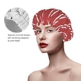 thumbnail image 4 of YFYANG Women's Double Waterproof Shower Cap, Red Stripes Reusable Hair Cap for All Hair Styles and Head Sizes, 4 of 9