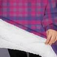 thumbnail image 3 of Oversized Wearable Blanket Hoodie,Pink Purple Checkered Pattern Sherpa Blanket Hoodie with Super Pockets,Super Warm Fuzzy Pullover for Women & Men, 3 of 6