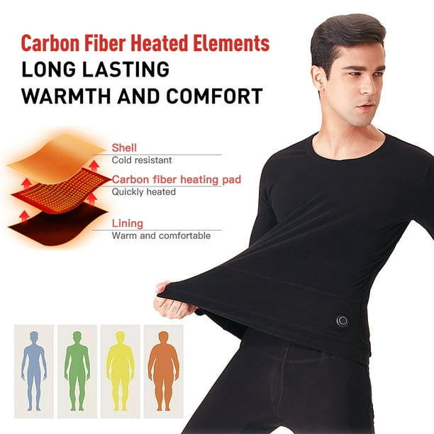 Men's Heating Thermal Underwear Set Adjustment Washable USB Heated Underwear  for Winter Outdoors –