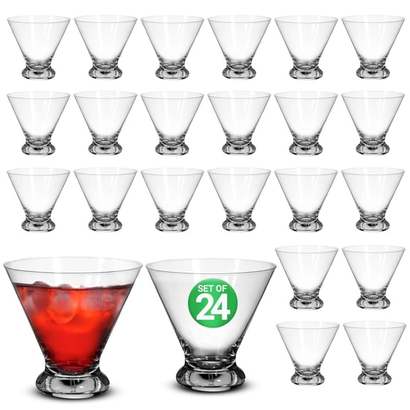 NutriChef Stemless Martini Glasses Set  24 Lead-Free Crystal Glasses 6 Packs of 4  8.4oz, Shatter-Resistant, Dishwasher Safe Cocktail Glasses for Home Bar & Parties