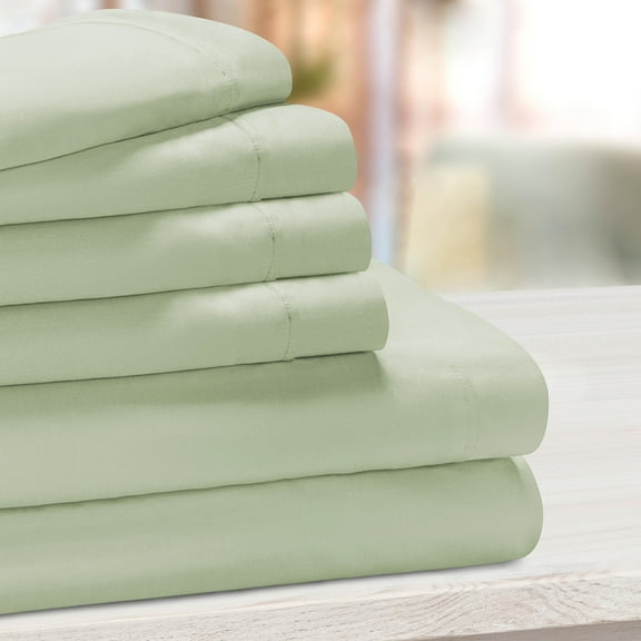 BNM Deep Pocket Cotton Blend Bed Sheet Set, California King, Green