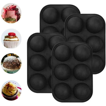 

Medium Semi Sphere Silicone Molds 4 Packs Baking Molds for Hot Chocolate Bomb Cake Jelly Dome Mousse Making Hot Cocoa Bomb Ball Mold (black)
