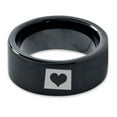 thumbnail image 2 of Tungsten Wyoming The Equality State Heart Band Ring 9mm Men Women Comfort Fit Black Flat Cut Brushed Polished, 2 of 4