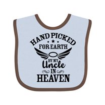 Inktastic Handpicked for Earth by My Uncle in Heaven with Angel Wings Boys or Girls Baby Bib