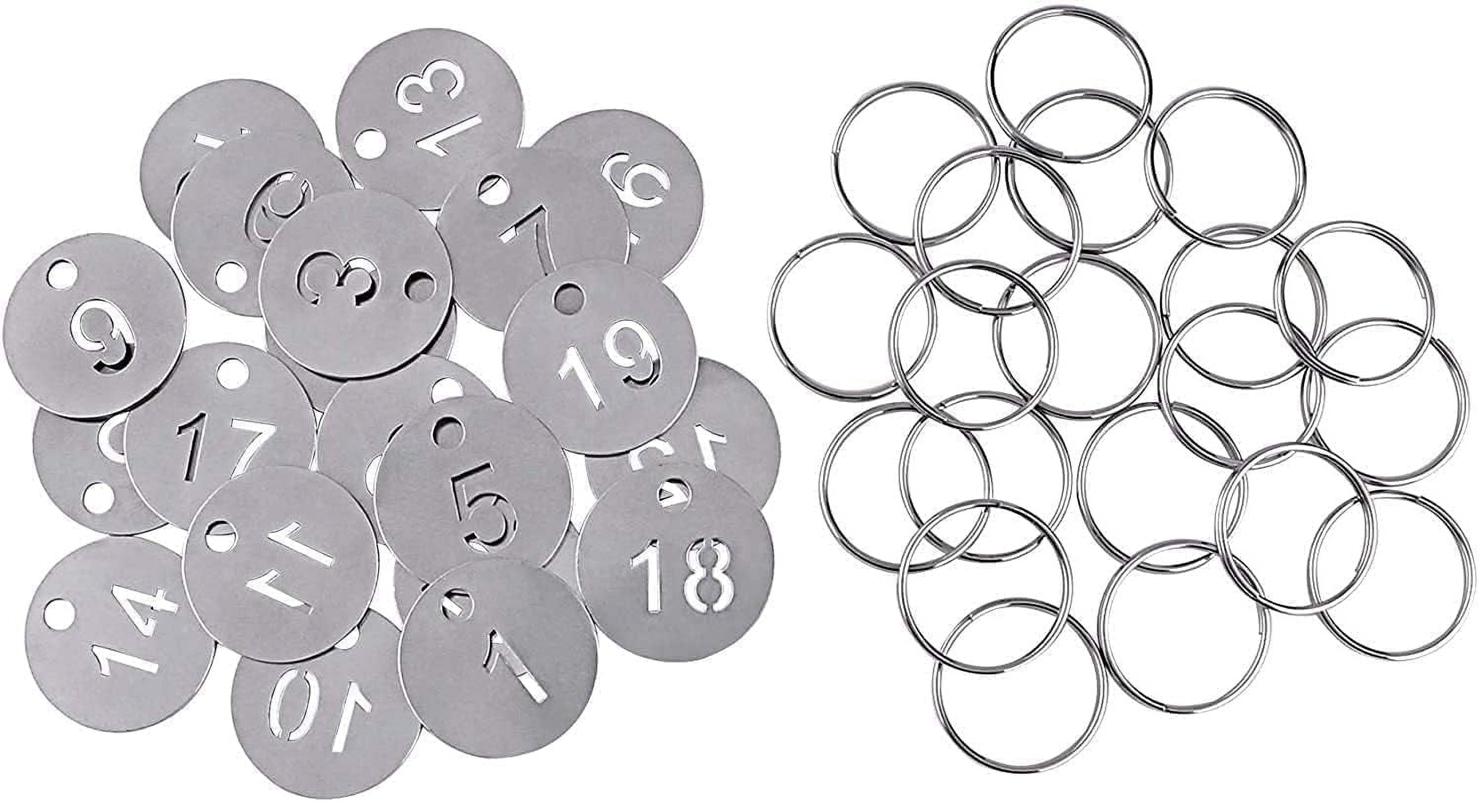 20 PCS Number Key Rings 304 Stainless Metal Numbered Tags,Pet ID Tags,1-20 ID Tags Key Tags with Key Rings for Luggage,Pet Name,Dormitory,House,Hotel Lockers