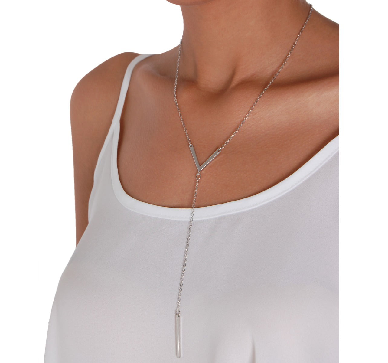 Humble Chic Womens Y-Chain Bar Necklace Adjustable Long Thin Delicate Chevron Choker Lariat 