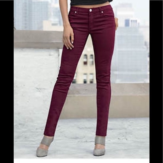wine colored skinny jeans