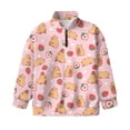 thumbnail image 4 of Uorisanigo Quarter Zip Pullover Sweatshirts for Girls, Oversized Strawberry Capybara Long Sleeve Lapel Zipper Sweatshirt, Lightweight Kids Quarter Zipper Hoodies No Hood Pullover Jackets, 4 of 7