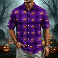 thumbnail image 5 of IAJDKMEK Halloween Men's Polo Short Sleeve Shirt - Lightweight Button-Down Knit Shirt, Breathable Summer Shirt for Summer Daily, Golf Shirt & Costume Events,Purple L, 5 of 7