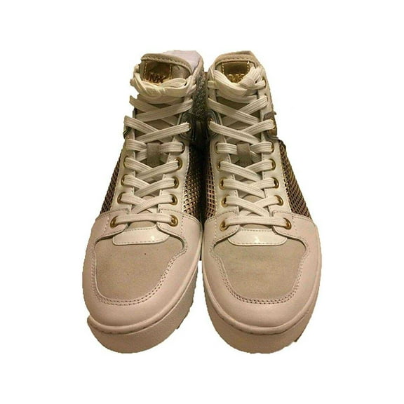 Michael Kors Matty High-Top Metallic Leather Sneaker (Beige, 8.5 / 39M)